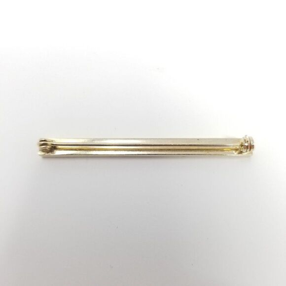 Vintage Etched Gold Tone Rectangular Bar Brooch, Lapel Pin, Estate - Picture 3 of 5